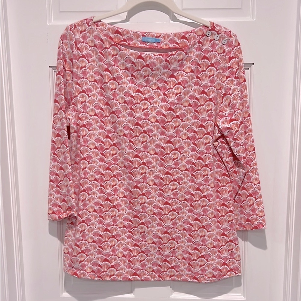 J. McLaughlin NWOT Wavesong Tee Catalina Cloth 3/4 Sleeve Boat Neck Large